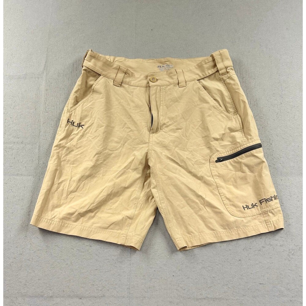 HUK Fishing Khaki Casual Shorts Fishing Khaki Casual Shorts Men's Large Tan